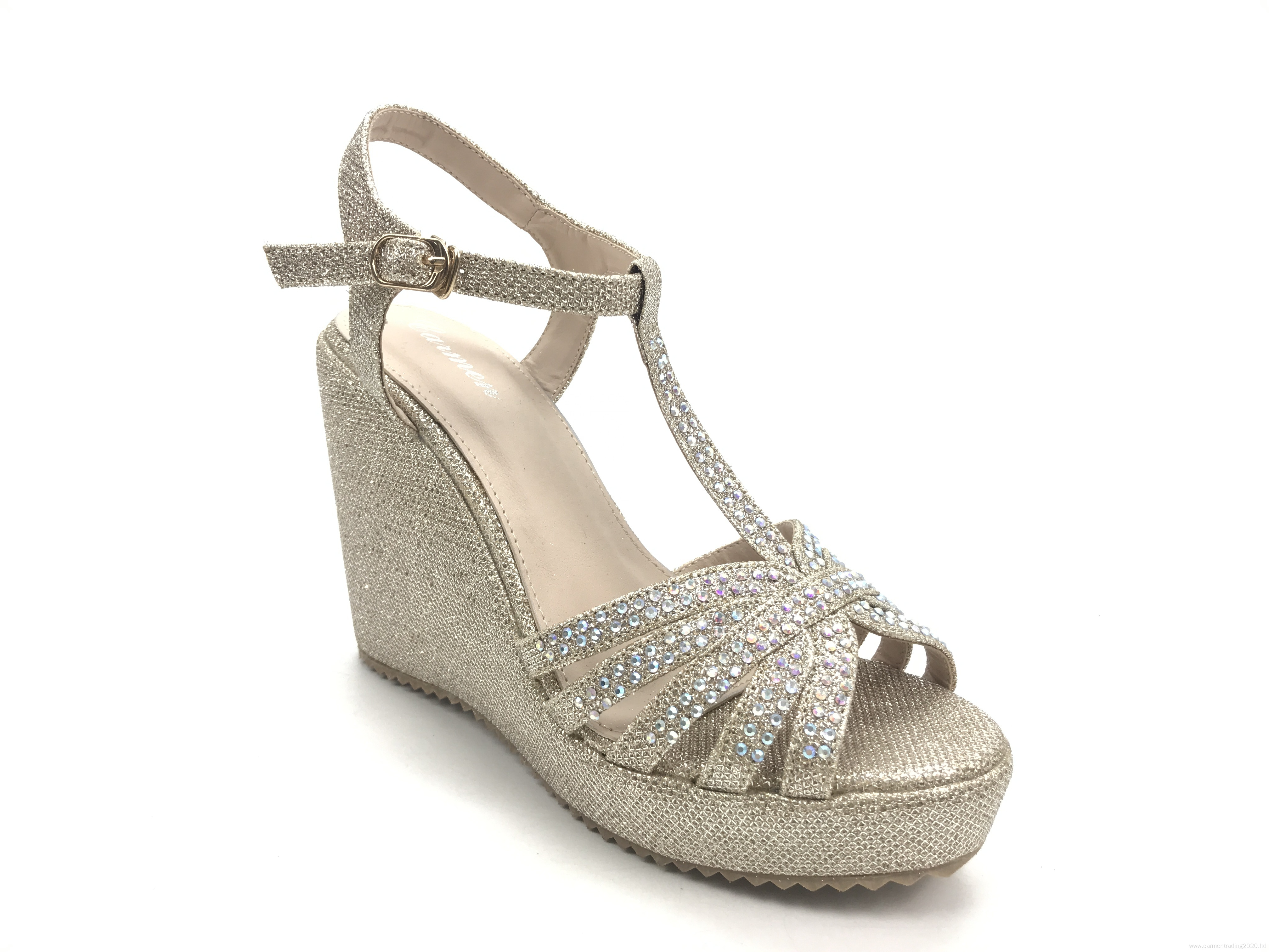 Women Strappy Chunky Platform Wedge Glitter Sandals