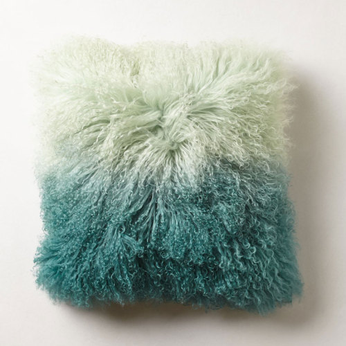 Ombre Fur Cushion In Bedroom