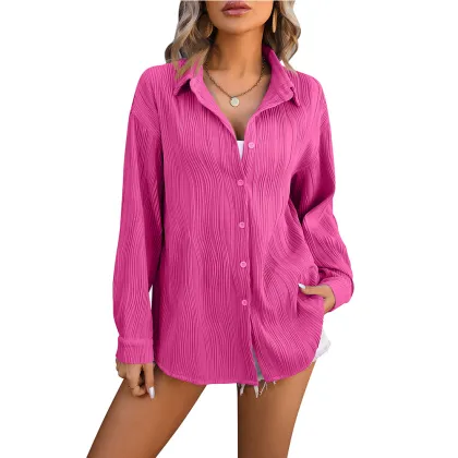 2024 Women's Spring Summer New Wave Texture Loose Fashion Shirt