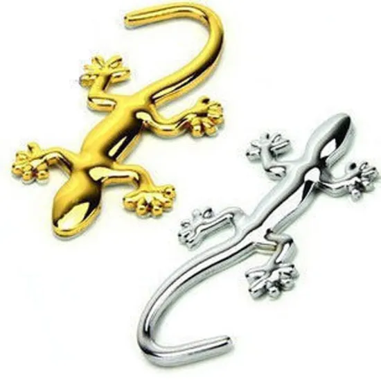(30pcs/lot) Wholesale 3d Metal Gecko funny Car Stickers Decals Car Emblem Bedges Car styling Bumper Stickers