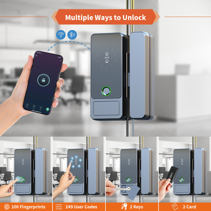 Отпечаток пальца Tuya Smart Slind Glass Door Lock Lock