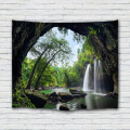 Cave Tapestry Wall Hanging Forest Stone Waterfall Green Nature Wall Tapestry do salonu Bedroom Dorm Home Decor