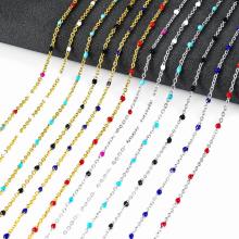 Width 2MM Chain Stainless Steel Gold Steel Choker Chain Enamel Satellite Beaded Cable Ball Necklace Womens Men Jewelry Gift