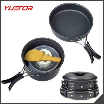 8pcs Outdoor Camping Hiking Cookware Backpacking Cooking Picnic Bowl Pot Pan Set