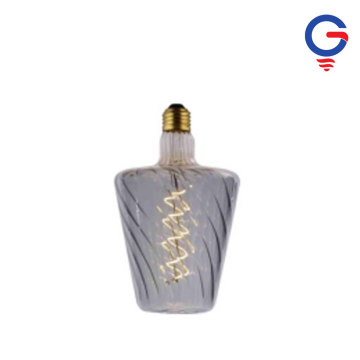 Smoke Gray Spiral Textured Glass Flask LED Bulb