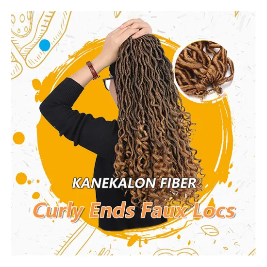 Julianna Goddess Faux Locs Curly Ends Crochet Braids Soft Faux Loc Crochet Braid Hair Wavy Prestretched Synthetic Braiding Hair
