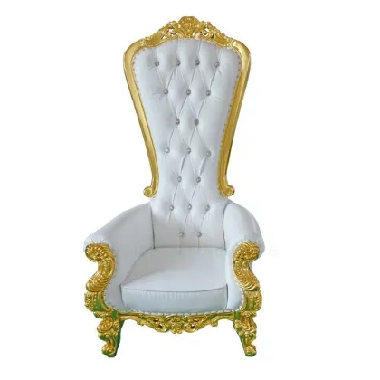 Golden Luxury King and Queen Throne Sofa Chair for Wedding