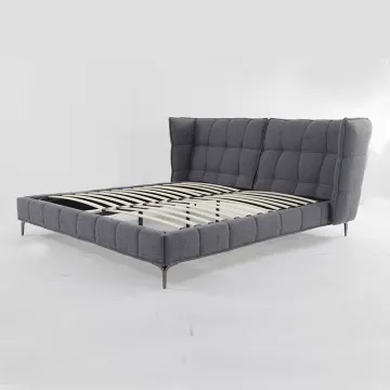 Stylish Fabric Upholstered Stainless Steel Bed