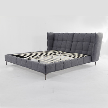 Naka-istilong Tela Upholstered Stainless Steel Bed