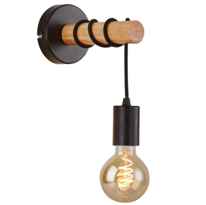 Black White Wooden Wall Lamp | Indoor Wall Bracket Lighting