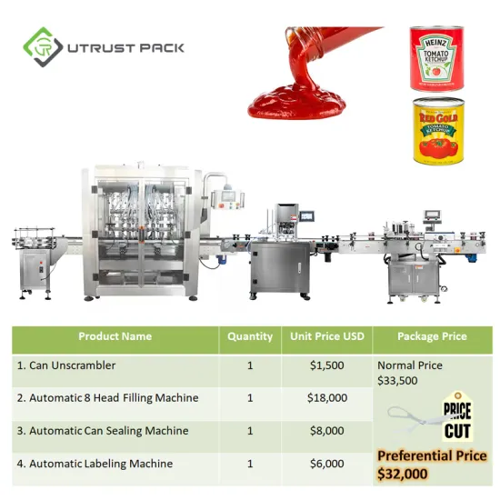 Automatic Tomato Sauce Canning Machine for Food Factory Production Line
