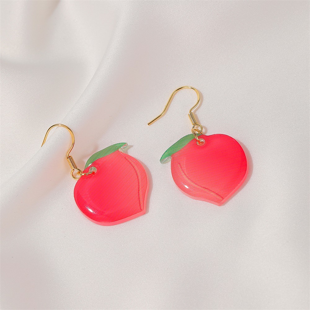 Japanese summer new sweet cute fresh peach Earrings acrylic peach Earrings women's fruit Earrings jewelry