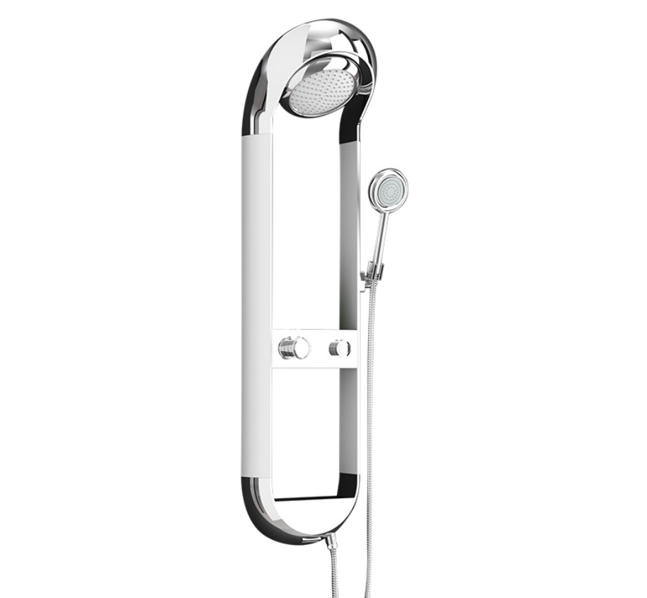Nowa luksusowa łazienka z mosiężnym panelem prysznicowym System kolumnowy z odsłoniętym baterią wannowo-prysznicową i Body Jet Body