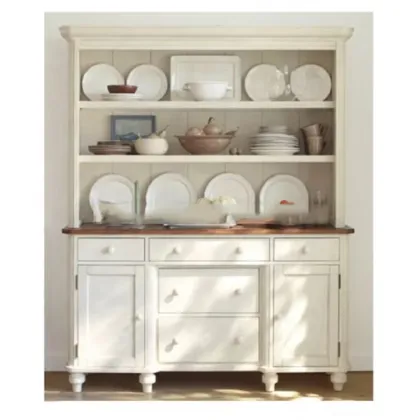 Simple White Solid Wood Kitchen Bowl Cupboard