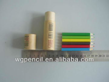 mini 6 pcs color pencils, 3.5 inch wooden pencils in paper tube