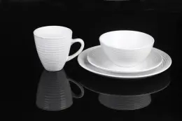 16 pieces stoneware embossed dinnerware set