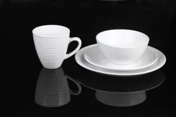 16 pieces stoneware embossed dinnerware set