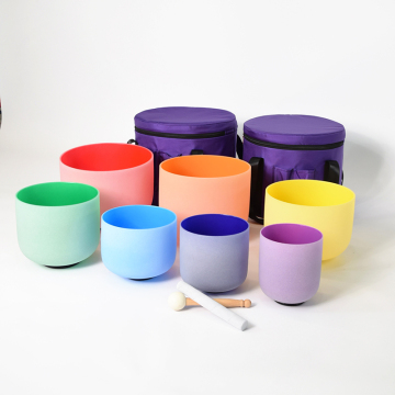 Q're Meditation Series 7-13 inch Colored Chakra Set of 7 Crystal Singing Bowls