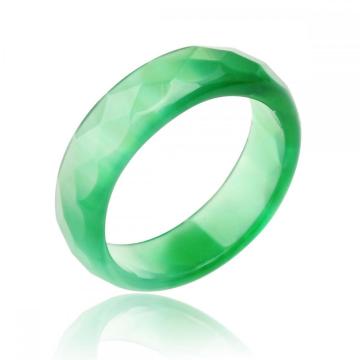 Natural 6MM Green Agate Gemstone Faceted Rings