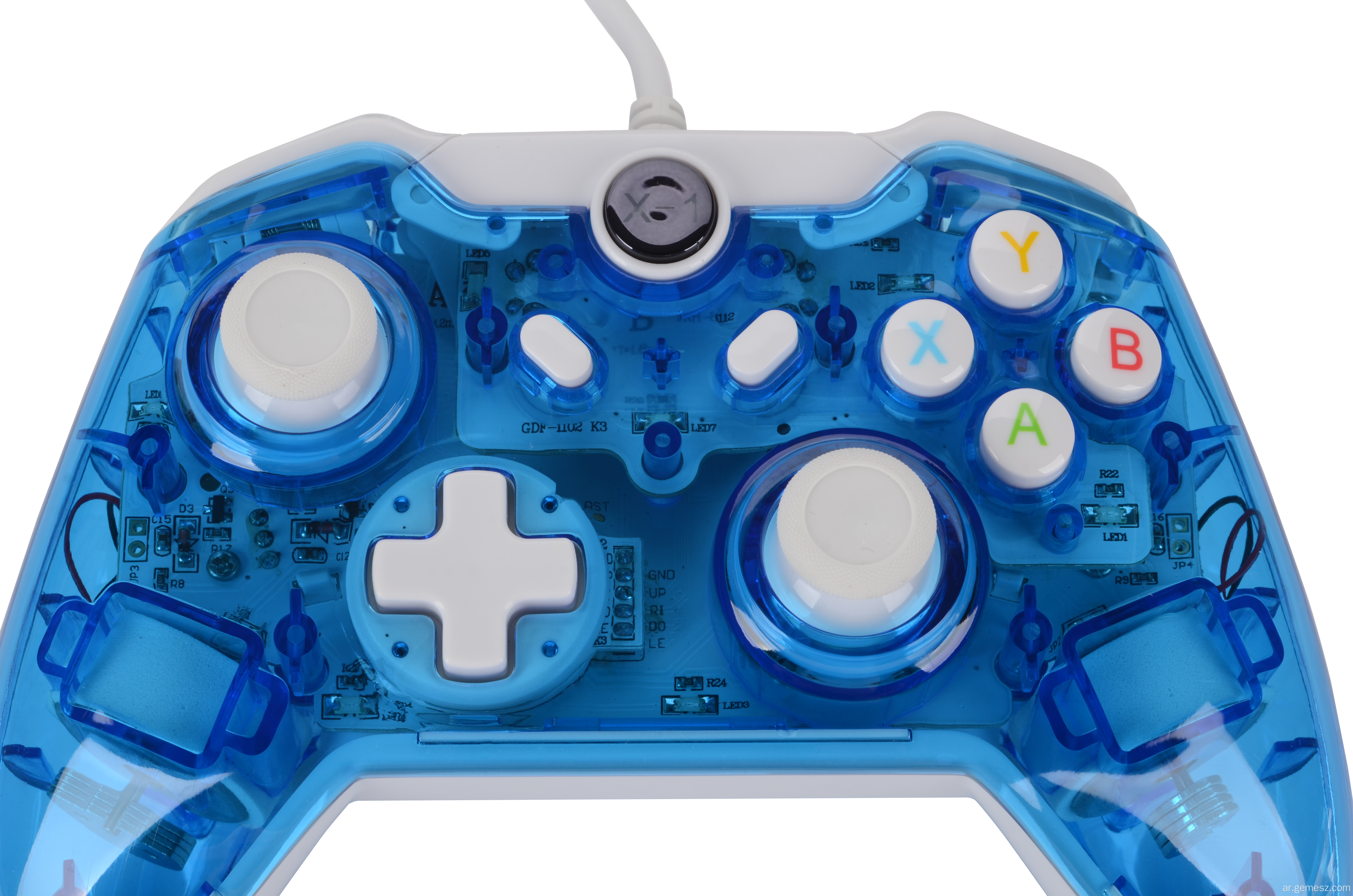 Transparent Blue Wired Gamepad for Xbox One Controller