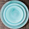 Wholesale Green Colored Frosted Cloudy Glass Plates Set