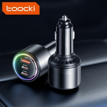 Toocki Wholesale Quick Charge QC PD 3.0 3 Port Car Charger with Colorful Indicator Light