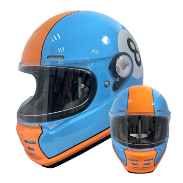 Carbon Fiber Motorcycle Helmet: Fiberglass Retro Design Full Face Helmet - New Model