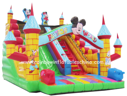 Cartoon Bouncy Castle for Kids. Inflatable Slide