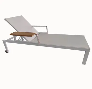 Aluminum Sling Beach Chair with Teak Coffee Table