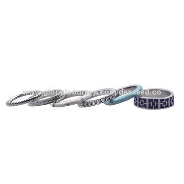 Fashion Knuckle Ring Sets, Gold and Teal Combination, Low MOQ