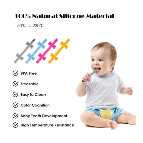 Hollow Teething Tubes with Safety Shield Silicone Teether