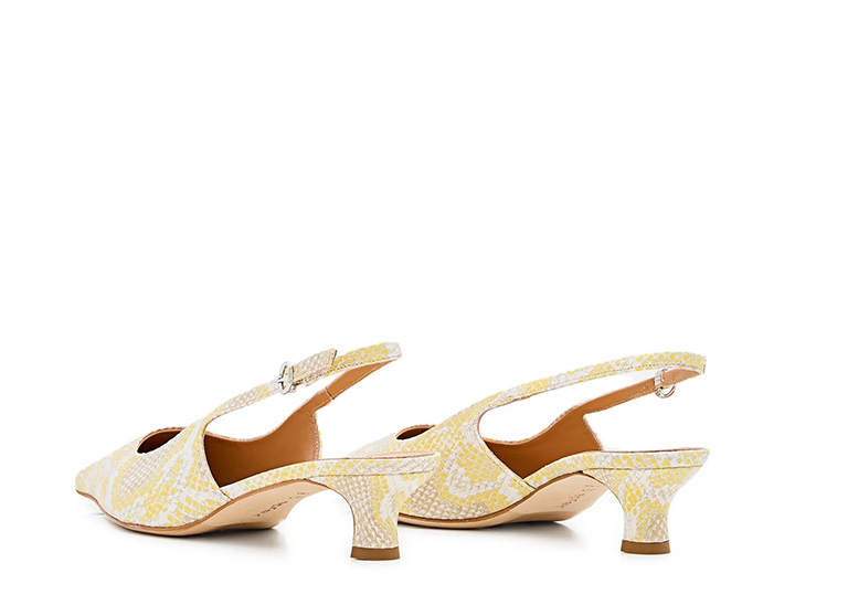 Yellow pointed-toe stiletto mule shoes