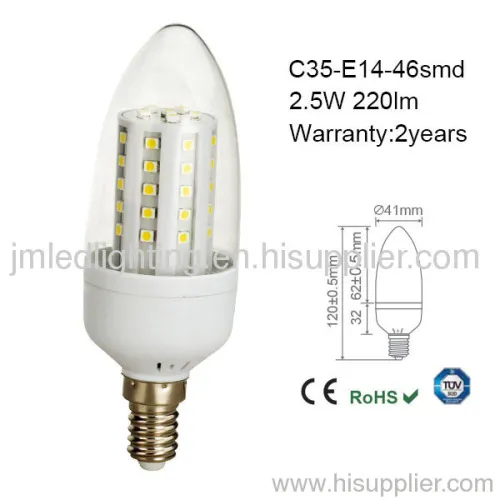 2.5w Candle Led Bulb Light E14 C35 