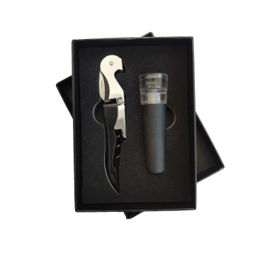 High-Quality Custom Wine Tool Sets: Wholesale Gift Box with Stopper, Drip Ring, Pourer, and Corkscrew