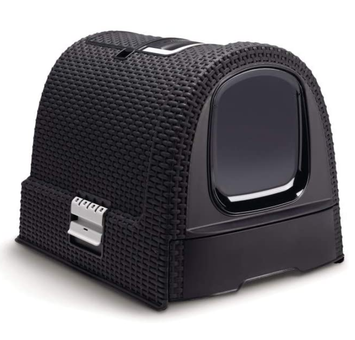 Dark-Grey Hooded Cat Litter Box