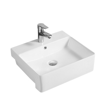 Ceramic Bathroom Vanity Basin - Square WC Semi Recessed Sink for Washing 5052