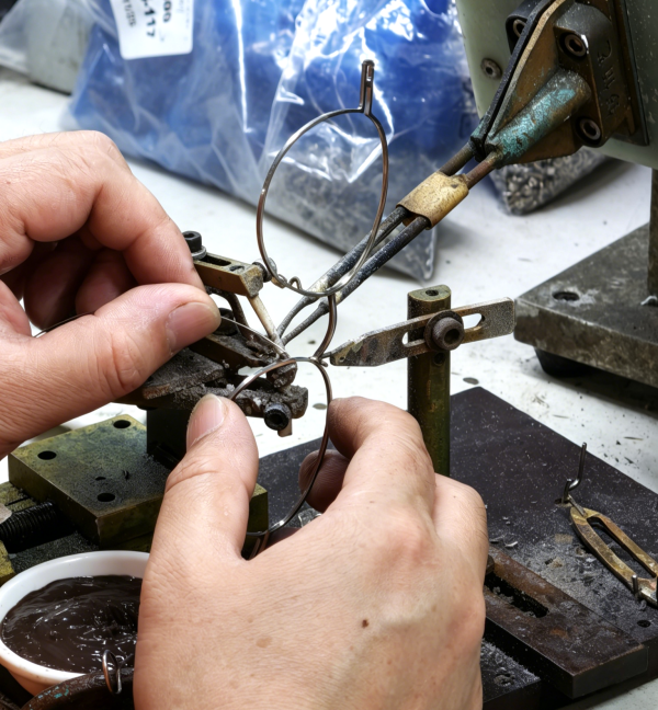 Titanium frame nose pad silver brazing proces