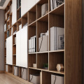 Modern Solid Wood Bookcase Wall with Cabinets