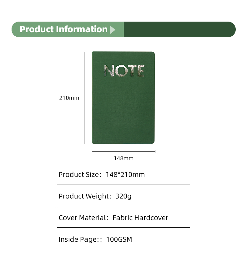 Fabric hardcover hot fixed rhinestone notebook China Manufacturers ...
