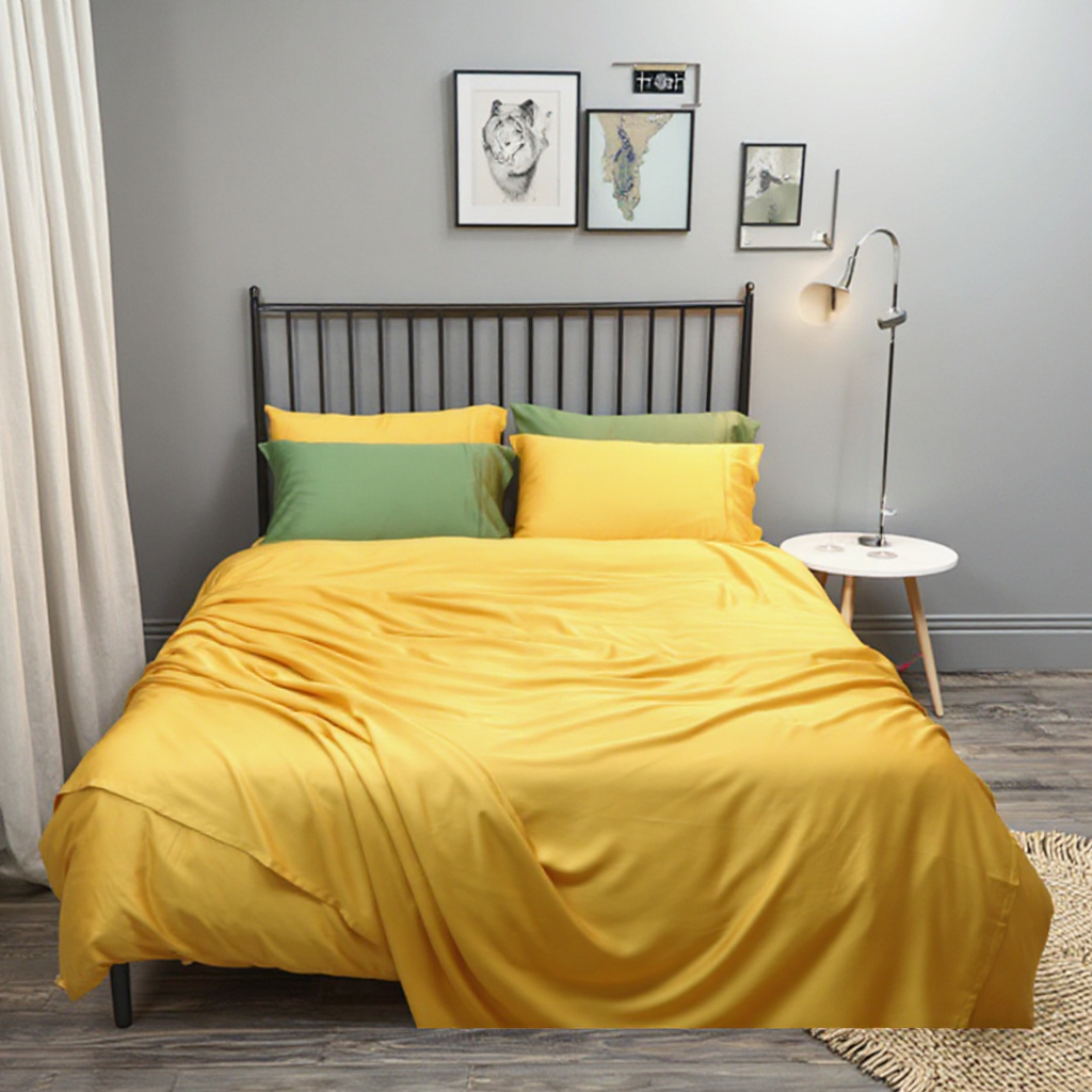 Organic 300TC Bamboo Bed Sheets Simple Style Woven Linen Filled Queen King and Twin Sizes Wholesale Bed Linen for Home Use