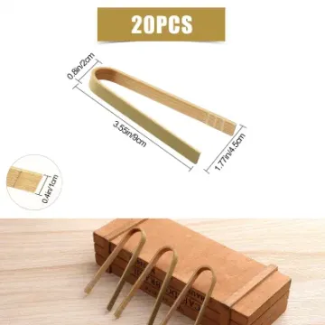 20PCS Wooden Tongs Disposable Cooking Utensils Mini Bamboo Tongs