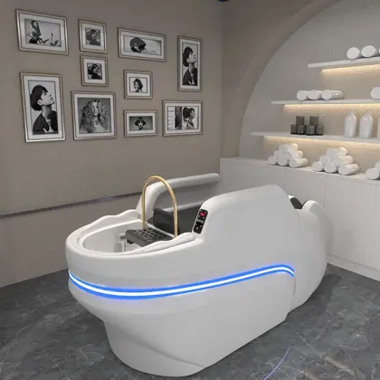 White Electric Multifunctional Beauty Salon Hair Washing Chair with Bowl