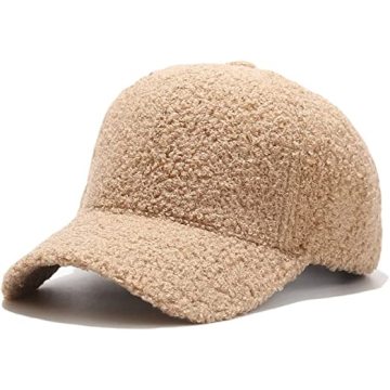 Winter Baseball Cap for Women Fleece Solid Color