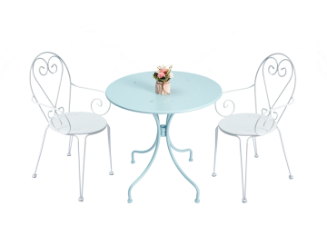 3 Pieces 70cm Crafted Round Table and Armchairs