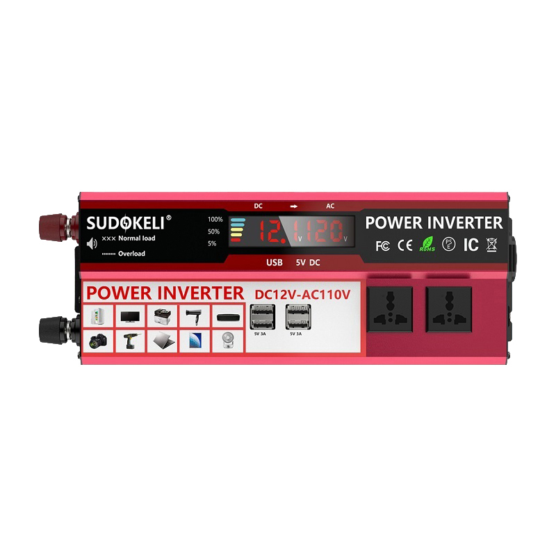 LCD display inverter DC 12v/24v to AC 110V/220V 2000W Modified Sine Wave inverter 4 USB car Transformer Convert US socket