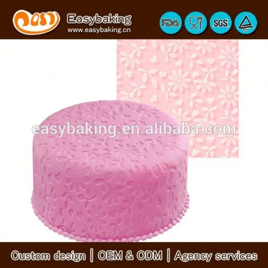 Custom "flower in the sky" cake decorating fondant silicone impression mat