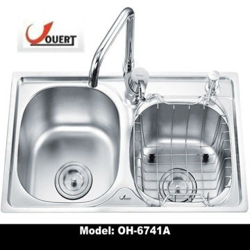 OH-6741A Universal and Corian Stainless Steel Double Bowl Sink