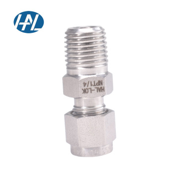 Stainless Steel Double Ferrule 1/8 Tube x 1/4 NPT Male Connector