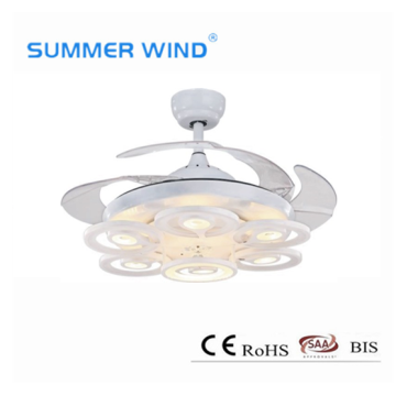 4 retractable ABS blades ceiling fan with light