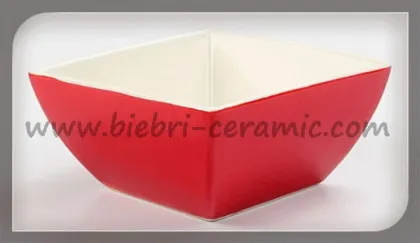Red Stoneware Salad Bowls